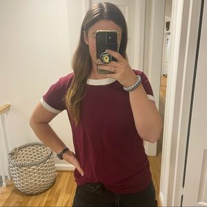 PINK ❤️ maroon & white plain short sleeve tshirt